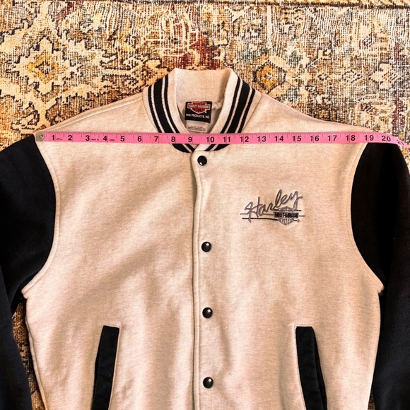 Vintage 90s Harley Davidson Varsity Bomber Jacket Unisex Medium Snap USA Biker - Picture 8 of 13